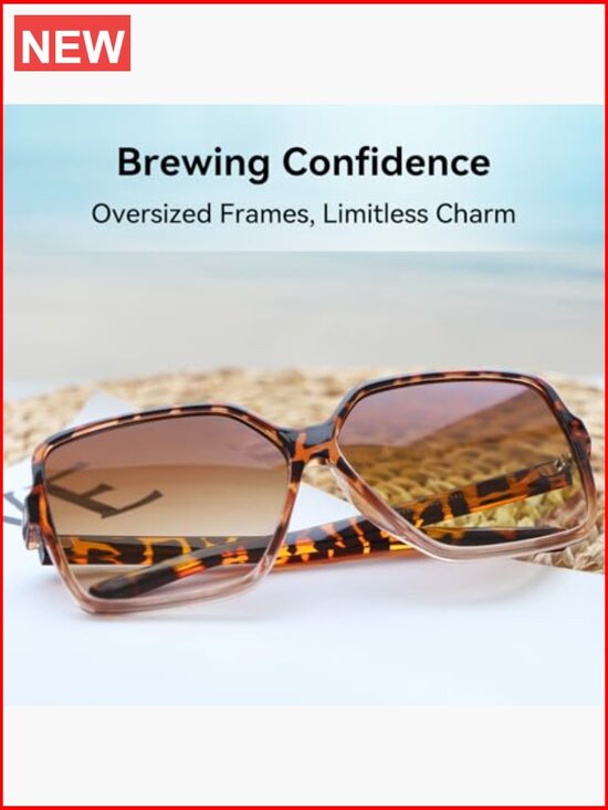 Oversized Square Sunglasses with UV Protection, Composite Frame, Unisex main image 4